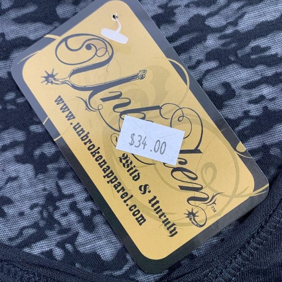 NWT Unbroken Apparel Sheer V Neck Shirt "Heartbreaker" Womens Top Size Large - Picture 7 of 8